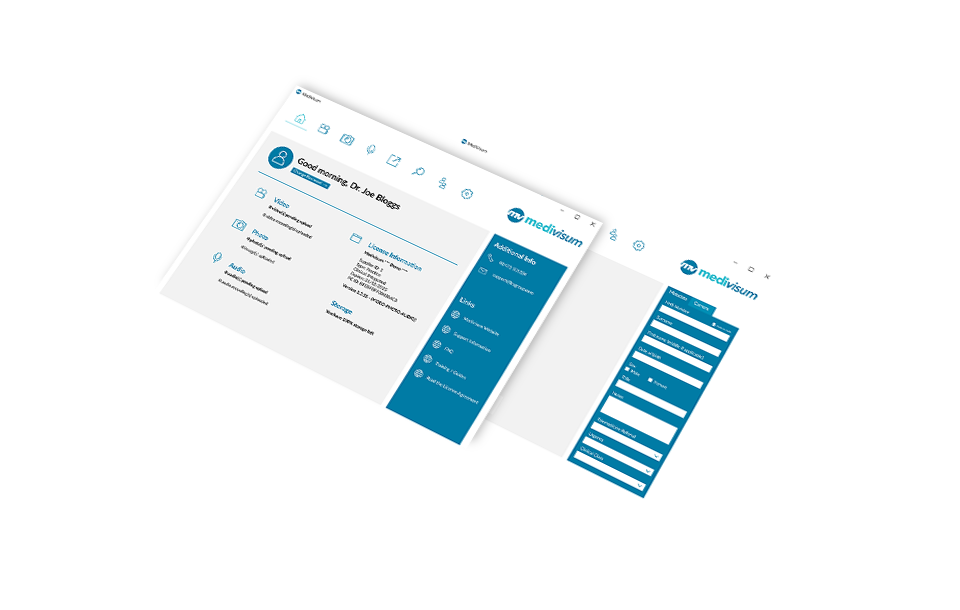 Application UI design example for national medical software company Medivisum
